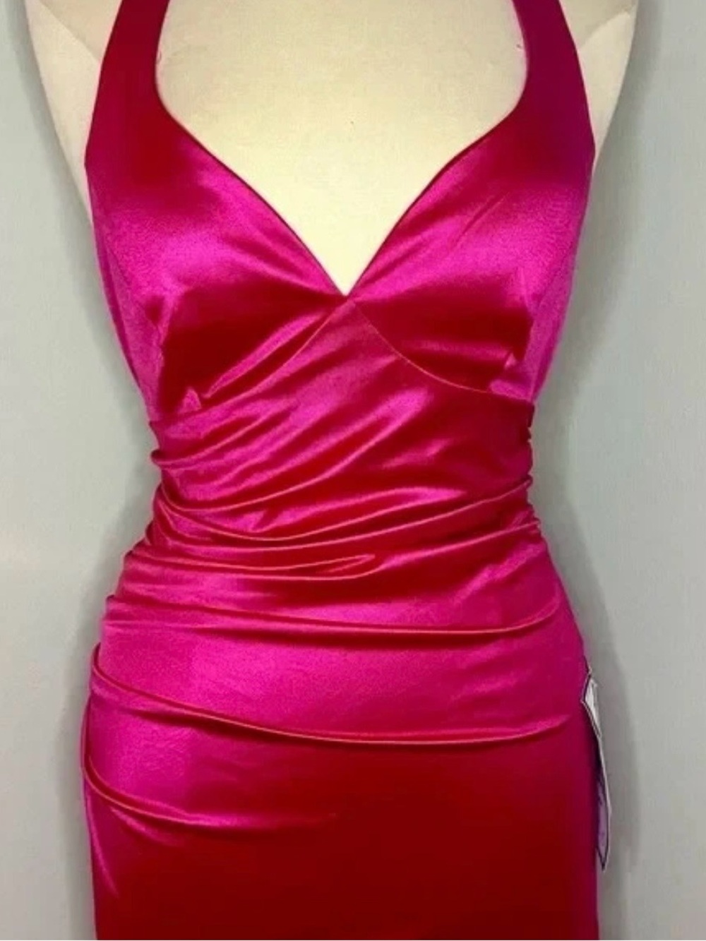 BRAND NEW B Darlin Juniors/Women’s Crisscross Strap Satin Dress Raspberry Size M